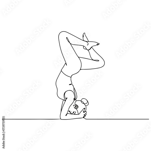 Yoga pose illustration of a person in a headstand.
