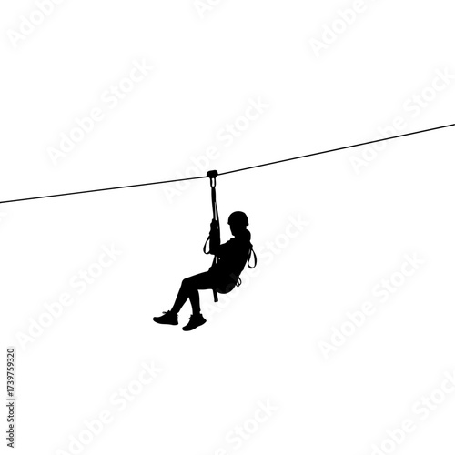 Silhouette of a person enjoying a thrilling zipline adventure.