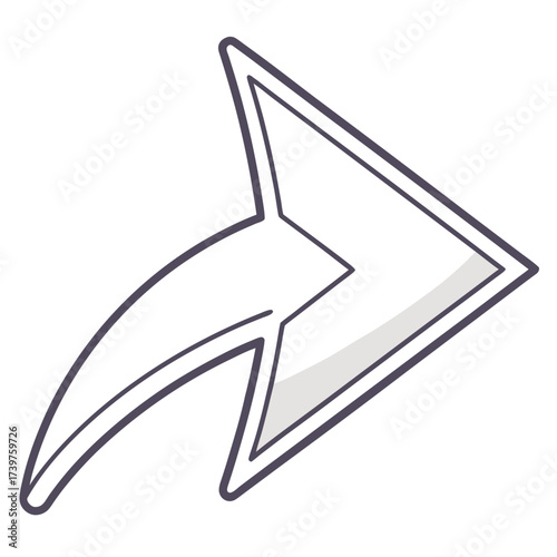 A simple stylized hand drawn icon of a share arrow pointing to the right representing sharing content or forwarding information in a digital context