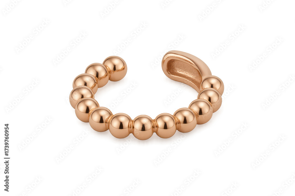 Obraz premium Elegant rose gold ear cuff earring isolated on transparent background shot