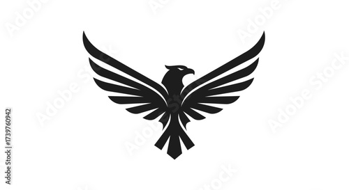 Minimalist Black Wing Design on White Background - Stylized Abstract Graphic for Flight and Freedom Concepts, Flat Vector Elements, Vector Illustration, Simple Vector, Stylized Vector Drawing, Vector