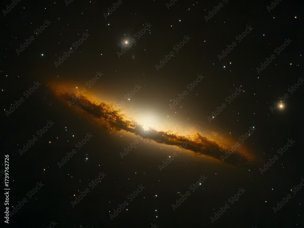 Obraz premium Stunning Golden Galaxy Space Nebula Cosmic Dust Stars