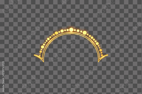 Luminous Golden Arch Frame with Soft Glow and Decorative Circles light effect