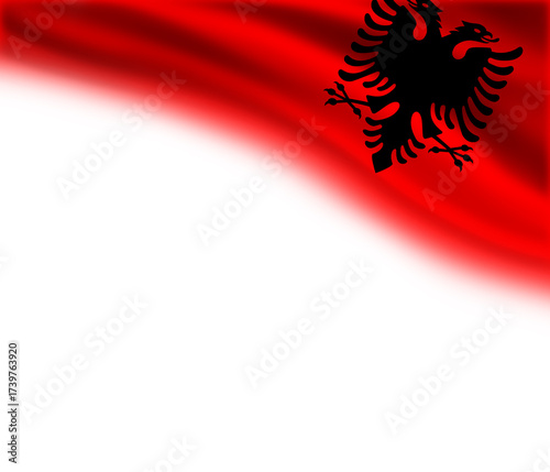 White background with the flag of Albania in the upper right corner