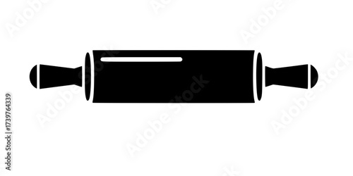 Rolling pin icon in flat style, filled black symbol