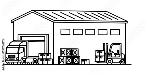 Warehouse icon in editable flat vector