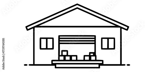 Warehouse icon in editable flat vector