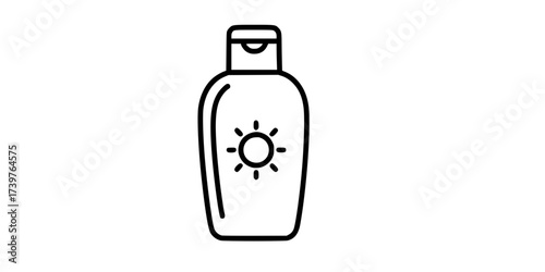 Sun cream icon in Line Art Style for Design collection