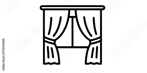 Curtains icon line symbol concept, vector illustration
