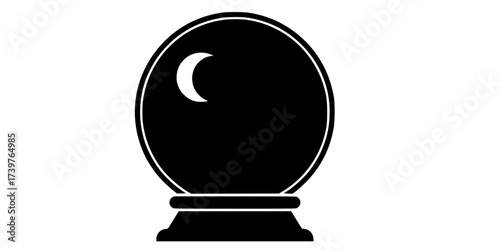 Crystal ball icon in flat style, filled black symbol
