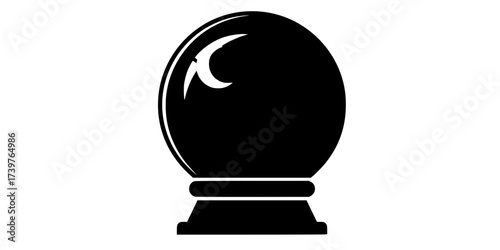 Crystal ball icon in flat style, filled black symbol
