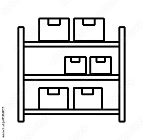 Vector art of shelves with boxes, storage and organization