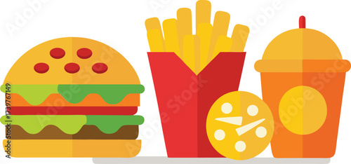 Scalable vector illustration of delicious fast food meal bundle for commercial use