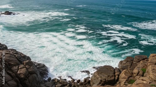 waves breaking on the rocks footage