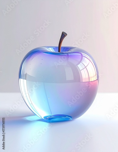Transparent apple with a glass-like texture