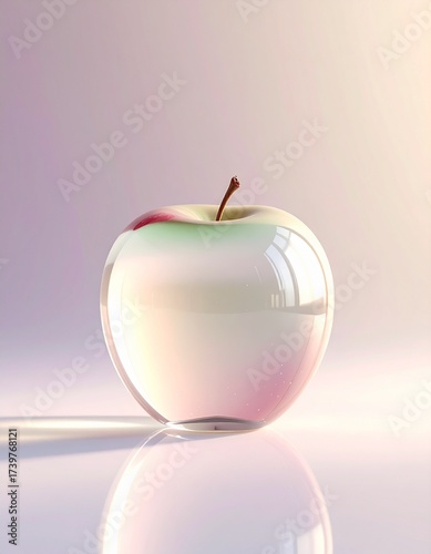 Transparent apple with a glass-like texture