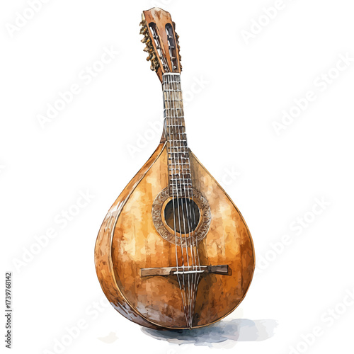 Balalaika, watercolor clipart vector, isolated on a white background.
