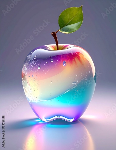 Transparent apple with a glass-like texture