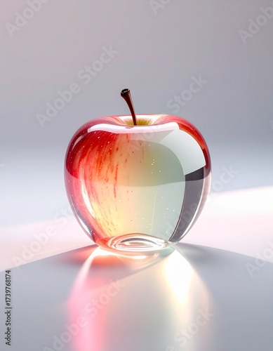 Transparent apple with a glass-like texture