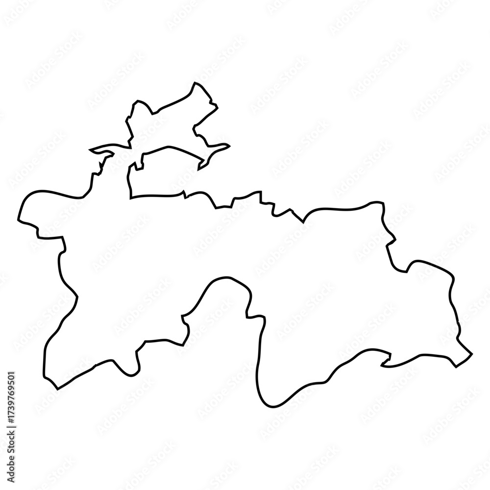 Obraz premium map of Tajikistan line