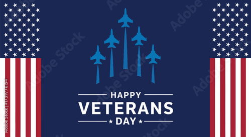 Happy veterans day patriotic american flag fighter jets image