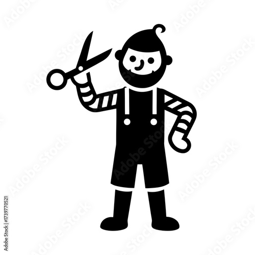 funny comedy face barber full body cartoon character