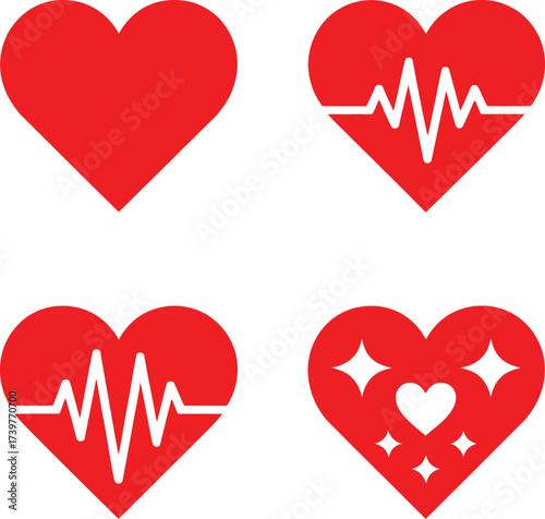 Heart Emotions Icons Set Love, Breakup & Health Symbols