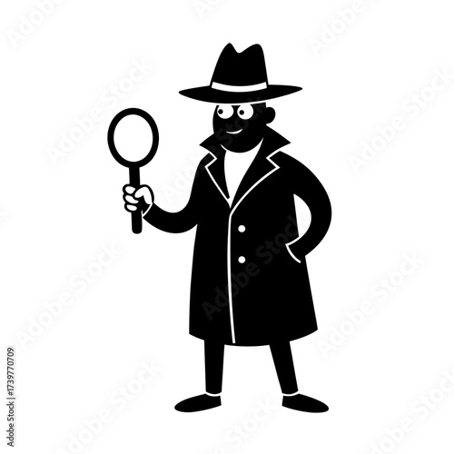funny comedy face detective cartoon illustration