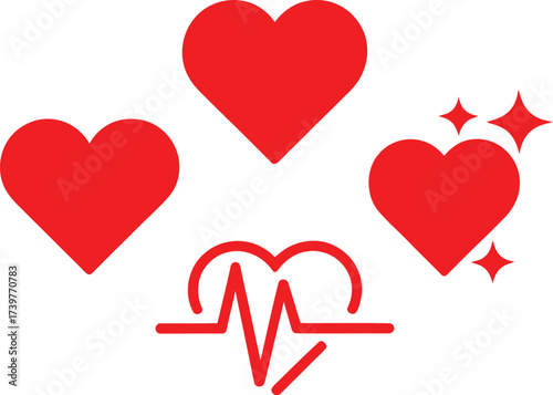 Heart Emotions Icons Set Love, Breakup & Health Symbols