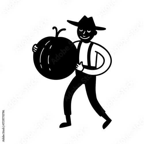 funny comedy face farmer full body cartoon illustration