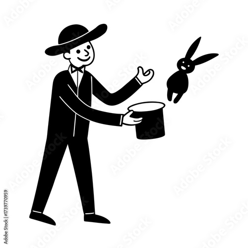 funny comedy face magician full body cartoon vector art