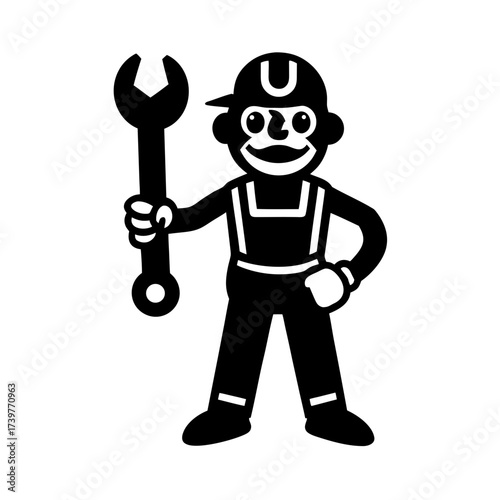 funny comedy face mechanic full body cartoon vector art