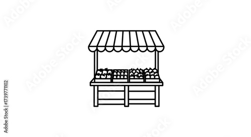 Market Stall Icon – Fresh Fruit Vegetable Shop Symbol