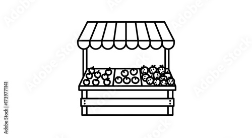 Market Stall Icon – Fresh Fruit Vegetable Shop Symbol
