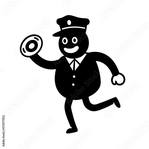 funny comedy face police officer full body cartoon illustration