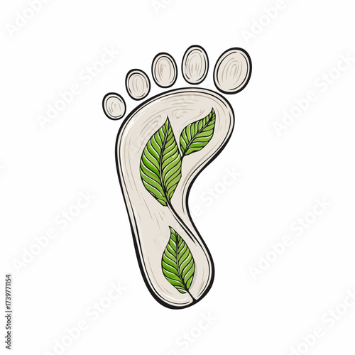 Human carbon footprint with leaf texture symbolizing green business