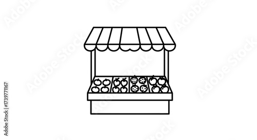 Market Stall Icon – Fresh Fruit Vegetable Shop Symbol