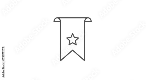 Bookmark Ribbon Icon – Award Star Label Symbol