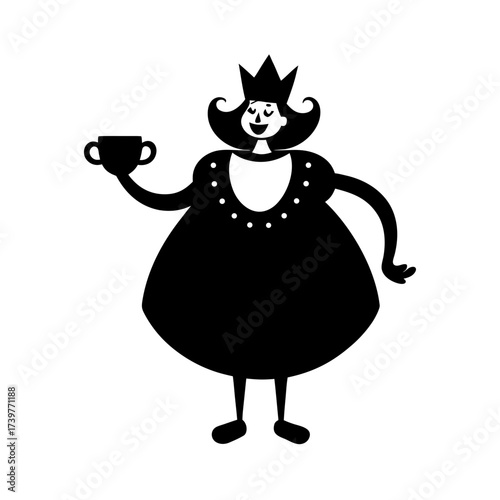 funny comedy face queen full body cartoon vector art