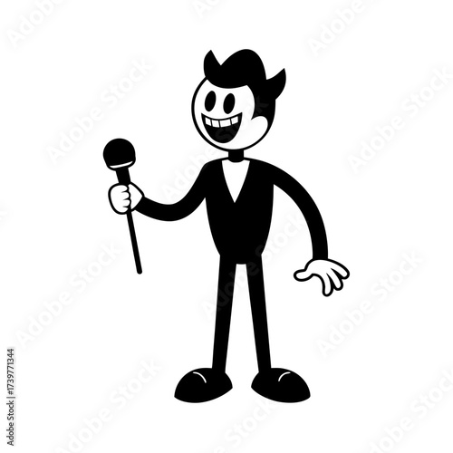 funny comedy face singer full body cartoon vector art
