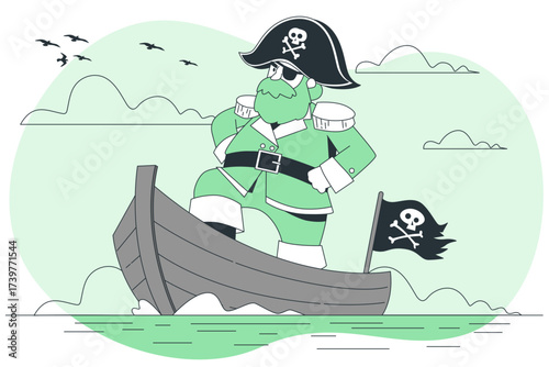 boat captain Cartoon Illustrations
