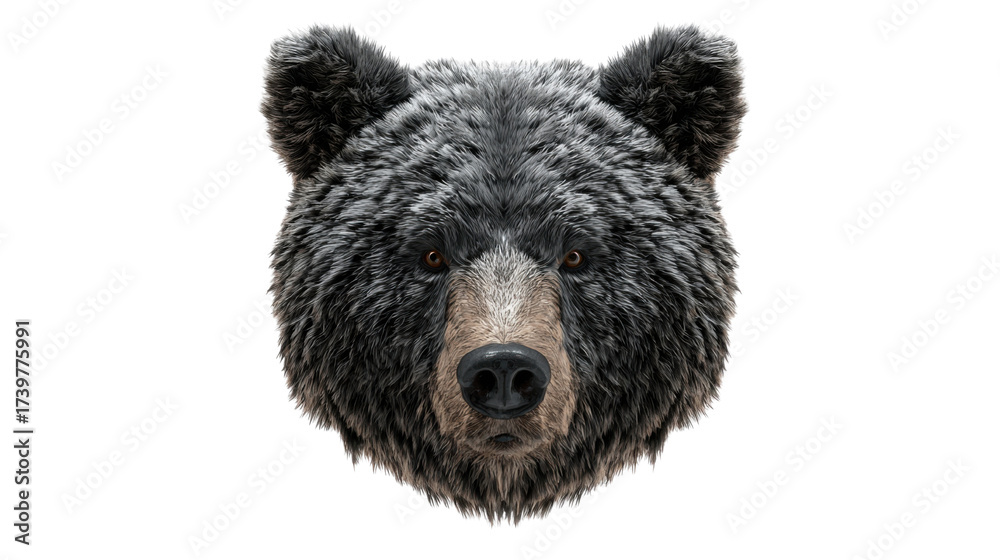 Fototapeta premium Realistic Brown Bear Portrait on White Background
