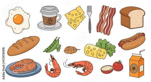 A vibrant collection of delicious food items including breakfast and lunch options.