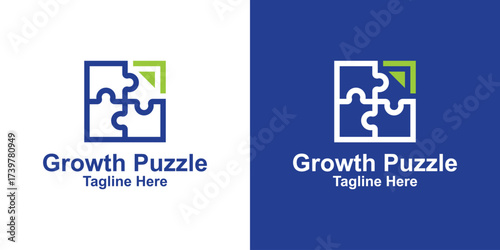Growth Puzzle Logo – People, Strategy, and Investment Symbol
