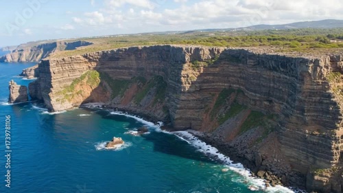 views of very high cliffs and below is a sea of ​​photoage