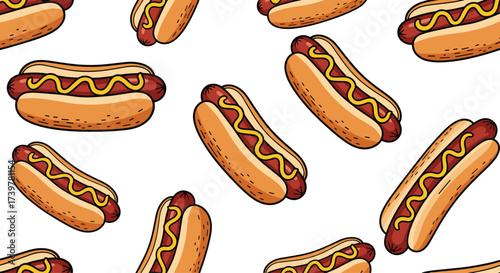 A delightful collection of classic hot dogs with mustard.