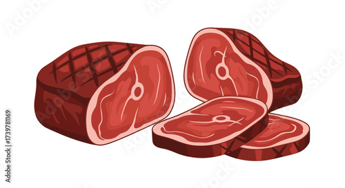 A selection of delicious grilled sirloin steaks and cuts.