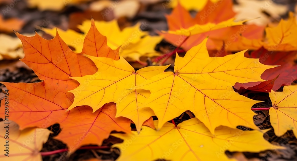Fototapeta premium Colorful Autumn Leaves - A Vibrant Display of Seasonal Change.