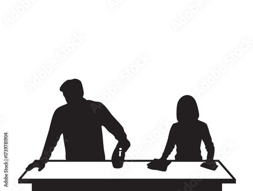 Hand interacting with touch screen vector illustration black and white