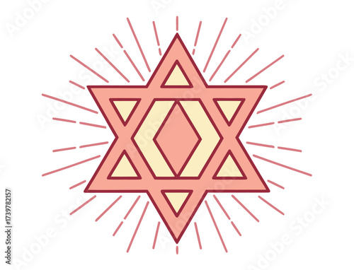Star of David illustration with radiating lines on a white background
